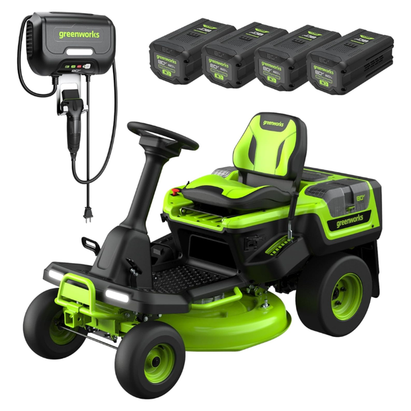 Cortacésped con asiento de giro cero Greenworks CrossoverZ de 42 pulgadas y 80V con (6) baterías de 6.0Ah y cargador de 600W
