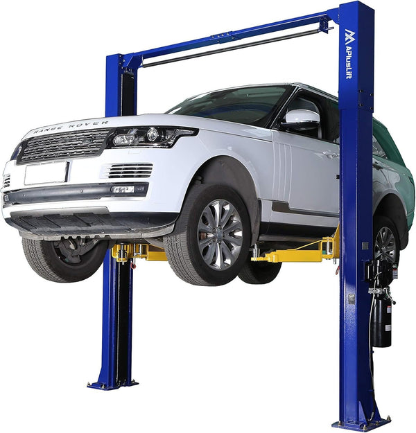 Elevador de autos APlusLift HW-10KOH-A de dos postes con capacidad de 10,000 lb, diseño de piso libre y garantía líder en la industria de 3 años