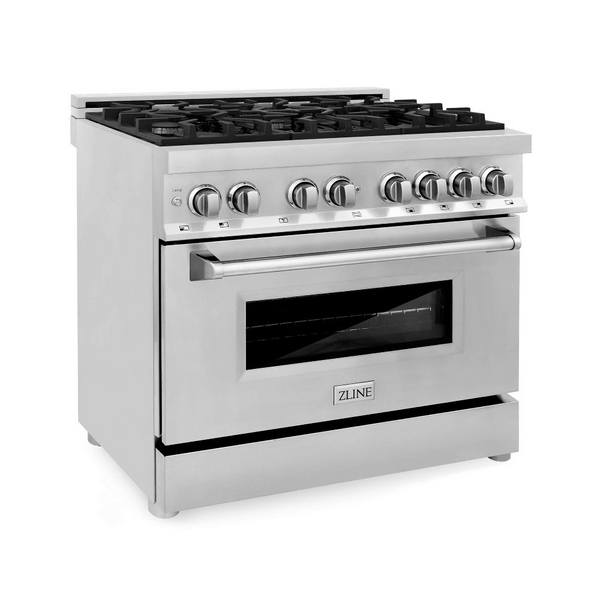 Cocina profesional de combustible dual ZLINE de 36 pulgadas – Acero inoxidable resistente a huellas dactilares