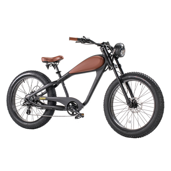 Bicicleta eléctrica tipo crucero Revi Bikes Cheetah con motor de buje de 48V y 750W y neumáticos gruesos