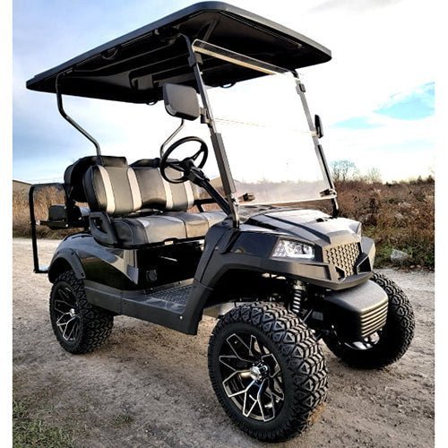 Carrito de Golf Eléctrico Terminator 48v de Cuatro Plazas – Llantas/Neumáticos Masivos, Asiento Plegable – Opcionalmente Full Equipado – Modelo Negro