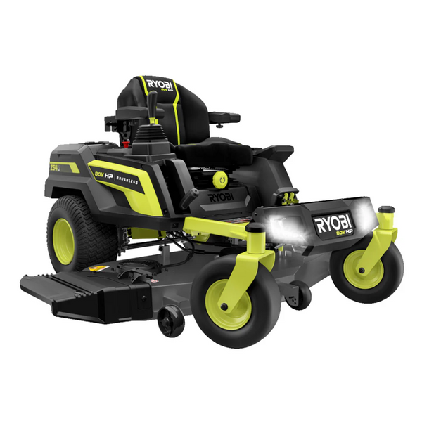 Cortacésped de giro cero inalámbrico eléctrico a batería RYOBI 80V HP sin escobillas de 54 pulgadas y kit de mulching